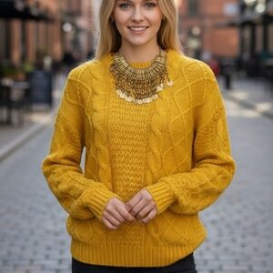 Vintage 50s 60s WPL 11403 Cable Knit Chunky Sweater. XL